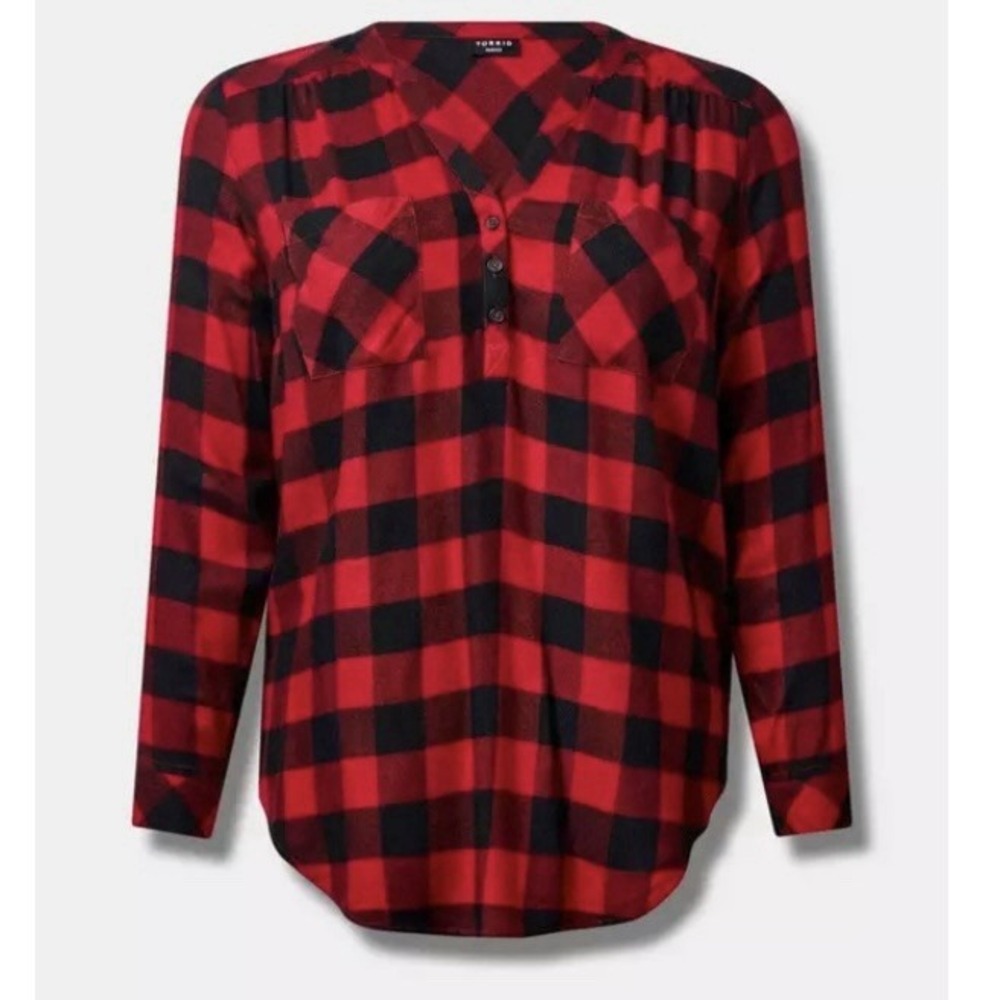 NWT Torrid Harper Buffalo Plaid Soft Flannel Pullover Tunic Shirt Size 1X - Picture 5 of 12